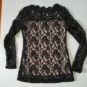 Venus Black lace top with cream underlay